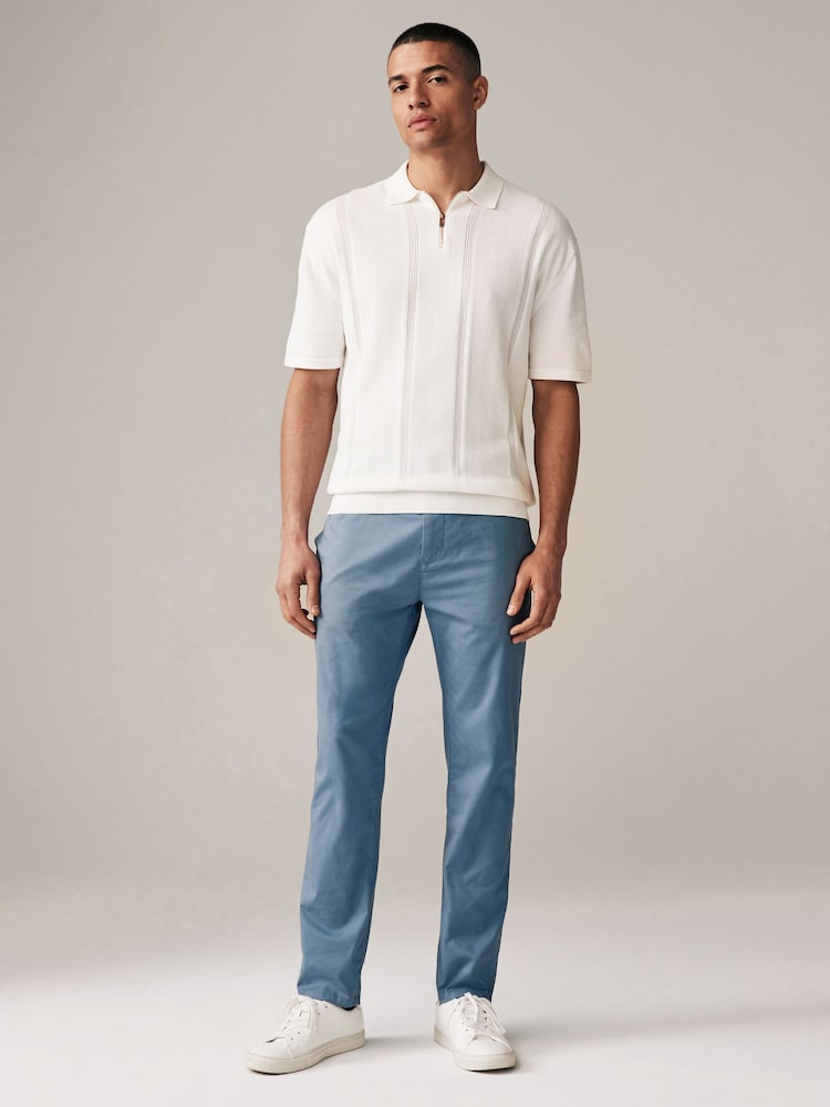 Blue Slim Fit Summerweight Stretch Chino Trousers - Image 2 of 11