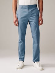 Blue Slim Fit Summerweight Stretch Chino Trousers - Image 3 of 11
