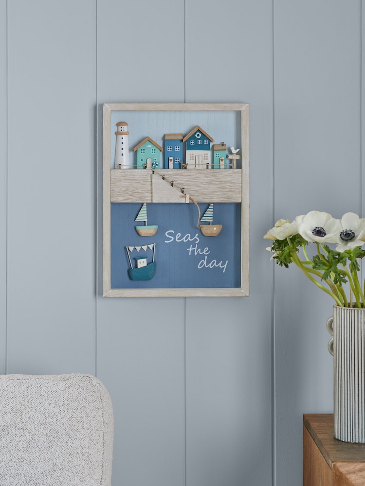 Blue 3D Seaside Framed Wall Art - Image 1 of 6