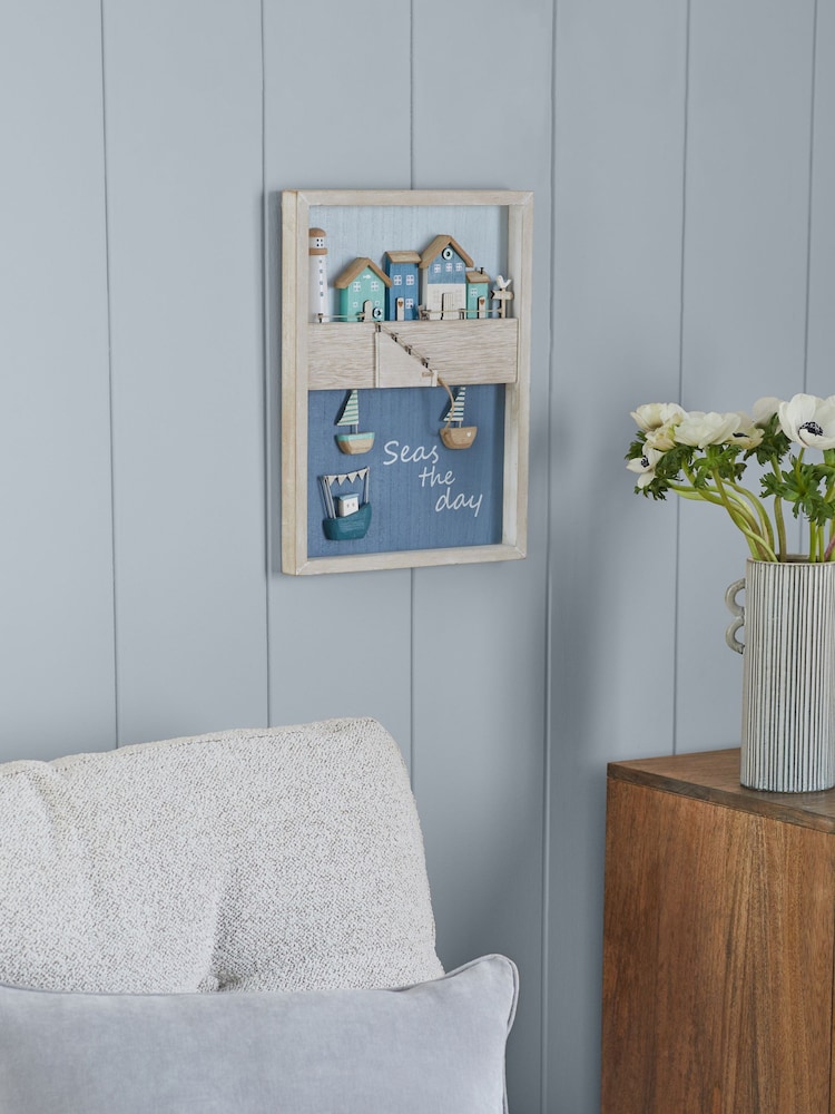 Blue 3D Seaside Framed Wall Art - Image 2 of 6