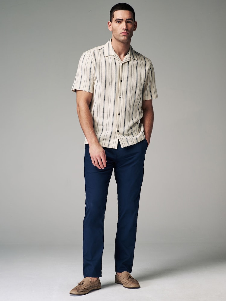 Navy Blue Slim Fit Summerweight Stretch Chino Trousers - Image 2 of 5 Navy Blue Slim Fit Summerweight Stretch Chino Trousers - Image 2 of 5