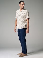 Navy Blue Slim Fit Summerweight Stretch Chino Trousers - Image 3 of 5