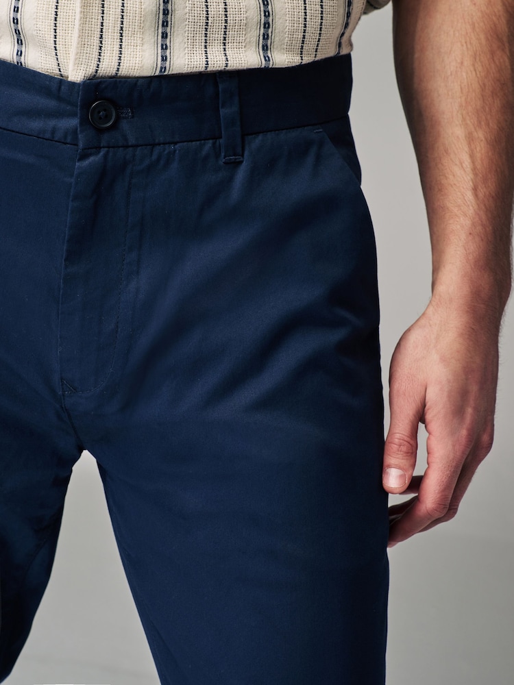 Navy Blue Slim Fit Summerweight Stretch Chino Trousers - Image 5 of 5 Navy Blue Slim Fit Summerweight Stretch Chino Trousers - Image 5 of 5