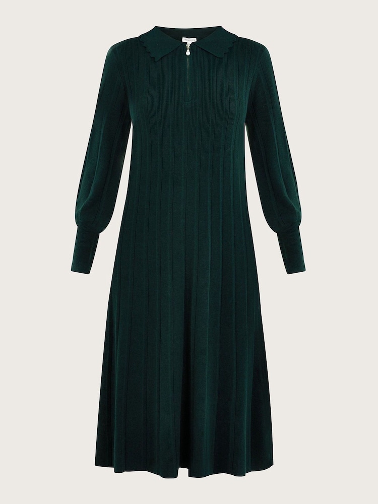 Monsoon Green Pleat Midi Dress - Image 3 of 3