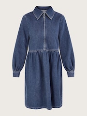 Monsoon Blue 100% Cotton Shirt Zip Denim Dress - Image 3 of 3
