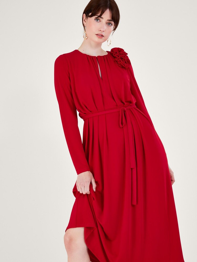Monsoon Red Corsage Dress - Image 2 of 3