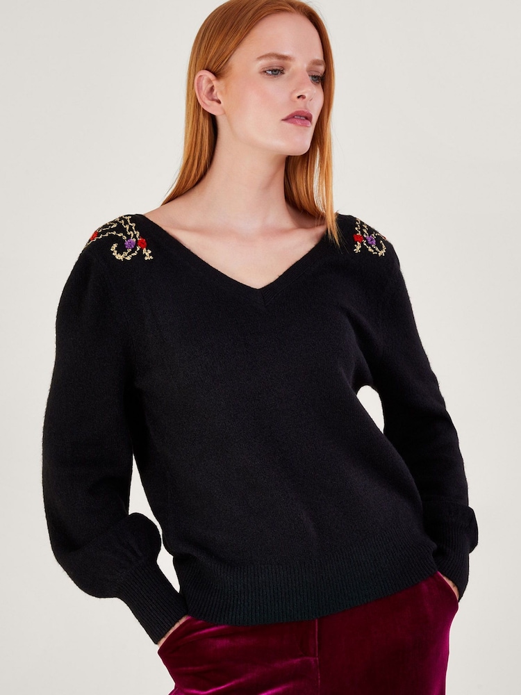 Monsoon Black Paisley Jumper - Image 1 of 3 Monsoon Black Paisley Jumper - Image 1 of 3