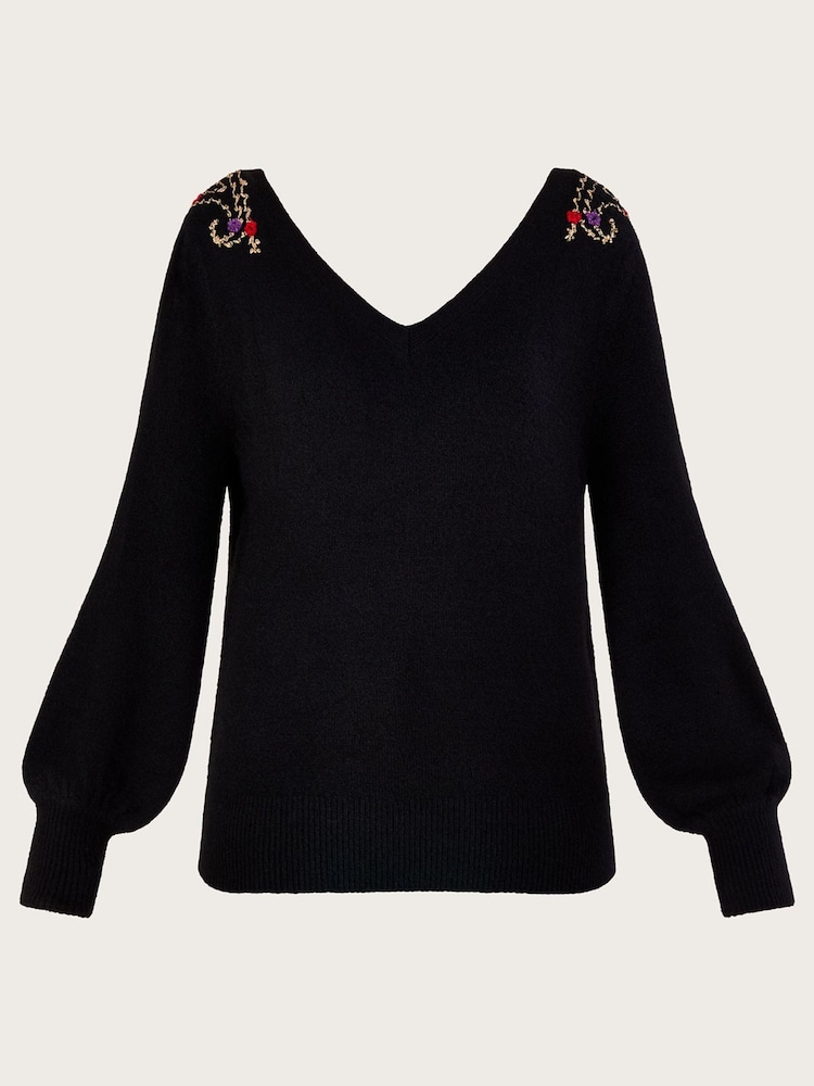 Monsoon Black Paisley Jumper - Image 3 of 3 Monsoon Black Paisley Jumper - Image 3 of 3