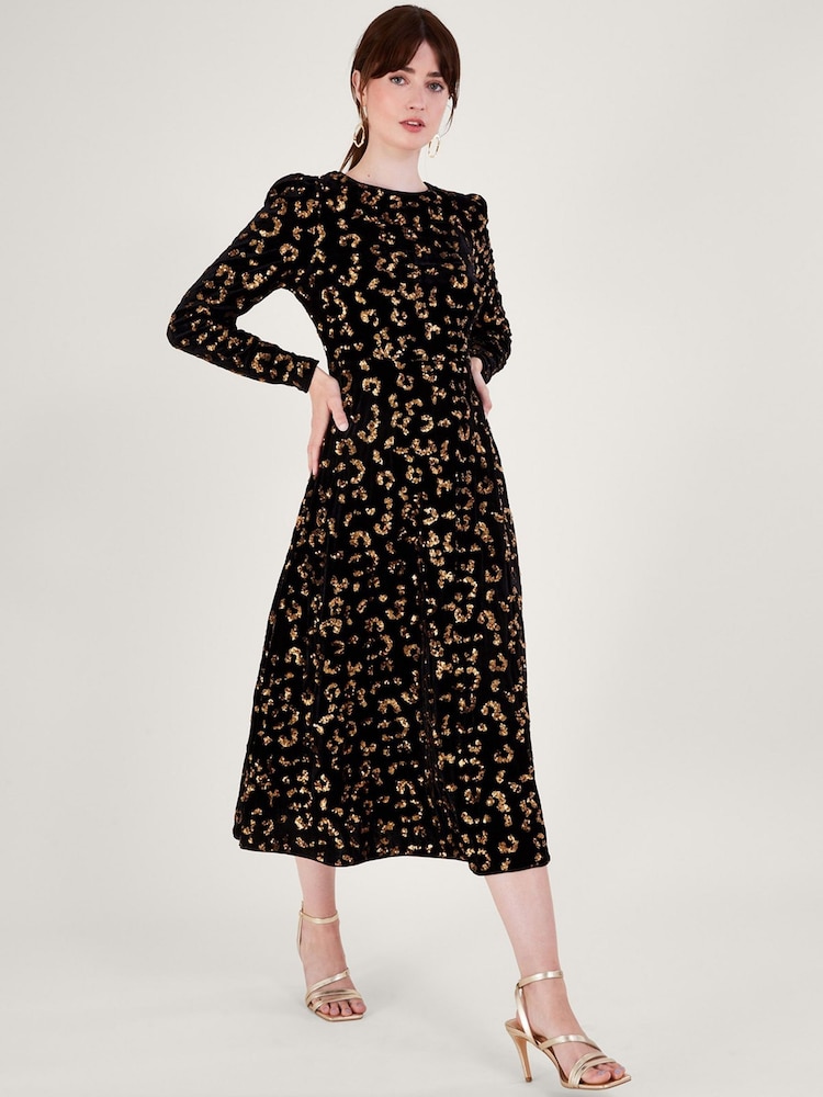 Monsoon Animal Sequin Black Dress - Image 1 of 3 Monsoon Animal Sequin Black Dress - Image 1 of 3