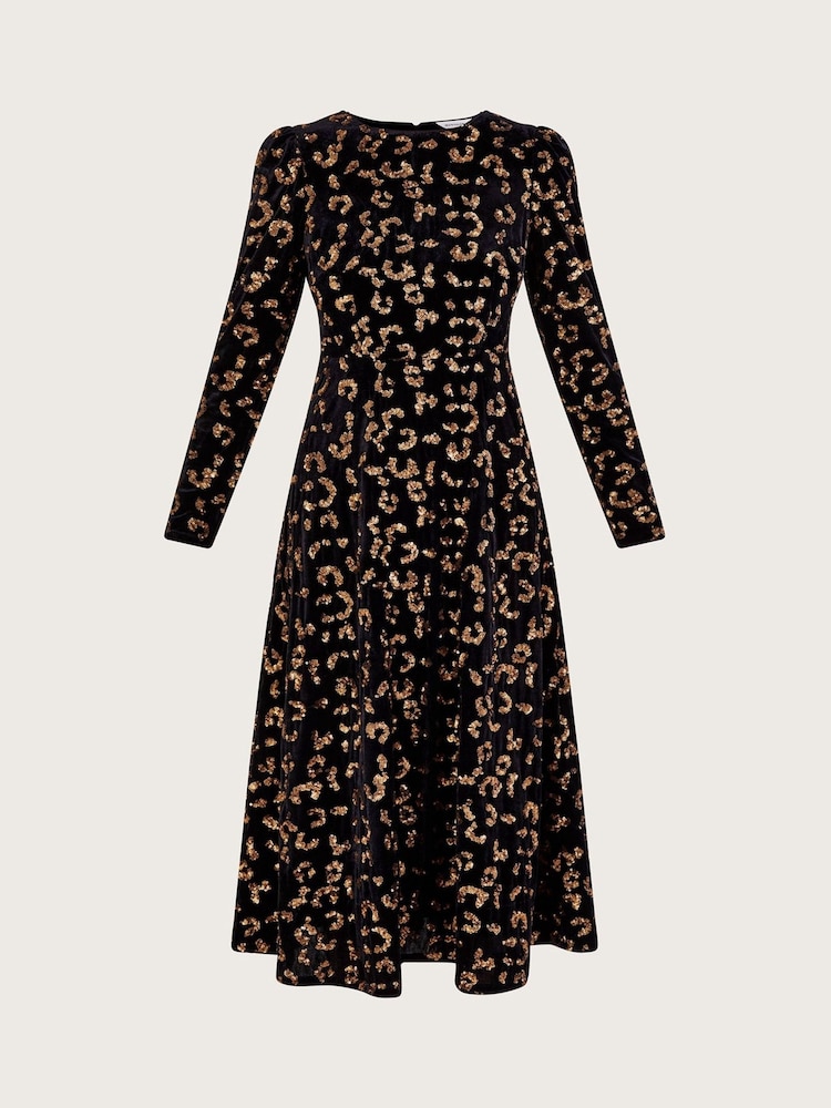 Monsoon Animal Sequin Black Dress - Image 3 of 3 Monsoon Animal Sequin Black Dress - Image 3 of 3