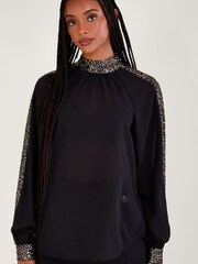 Monsoon Sequin Black Blouse - Image 1 of 2