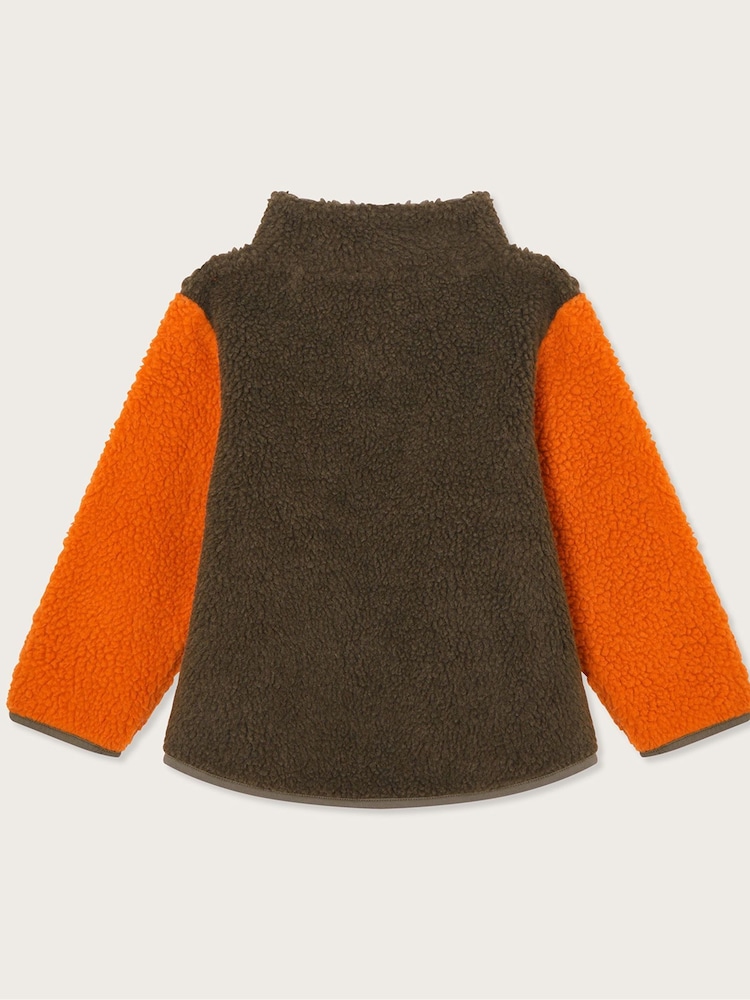 Monsoon Orange Colourblock Borg Fleece - Image 2 of 3 Monsoon Orange Colourblock Borg Fleece - Image 2 of 3