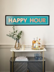 Teal Blue Large Happy Hour Framed Wall Art - Image 1 of 5