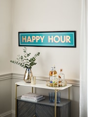 Teal Blue Large Happy Hour Framed Wall Art - Image 2 of 5