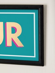 Teal Blue Large Happy Hour Framed Wall Art - Image 5 of 5