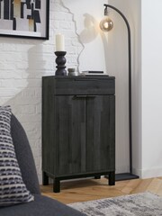 Black Bronx Oak Effect Slim Sideboard - Image 1 of 10