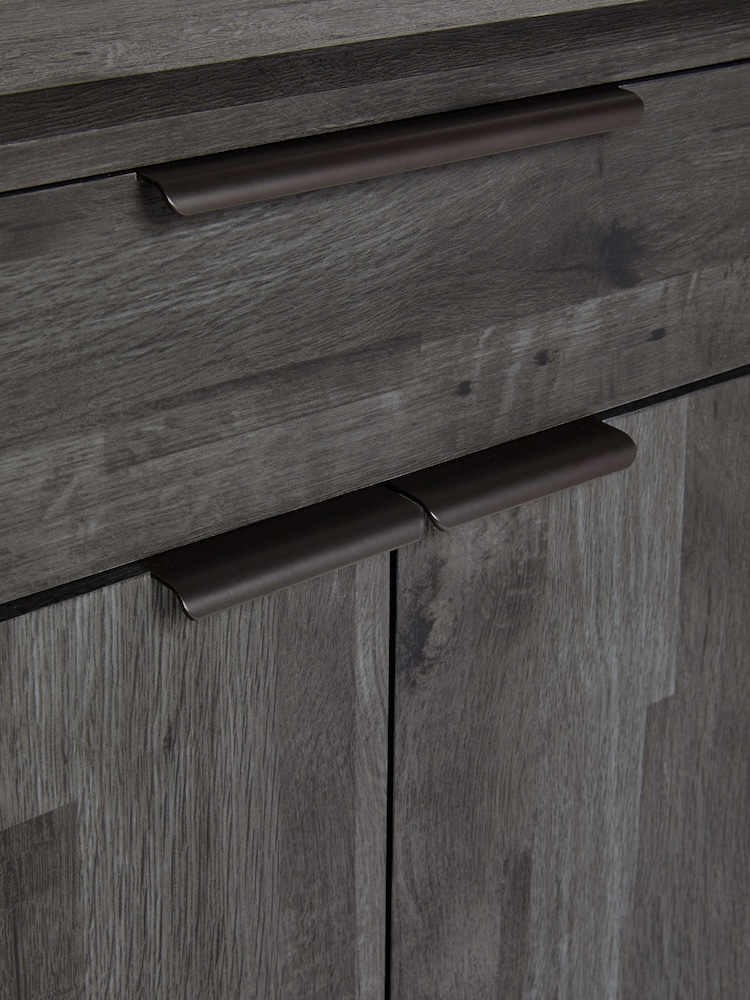 Black Bronx Oak Effect Slim Sideboard - Image 10 of 10