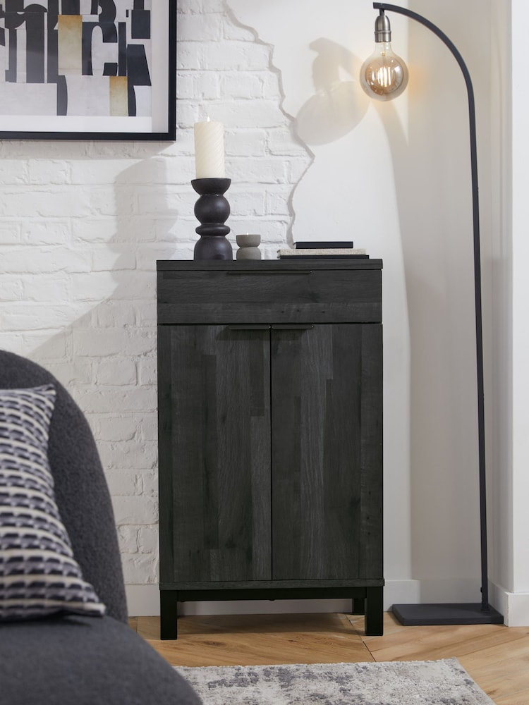 Black Bronx Oak Effect Slim Sideboard - Image 2 of 10