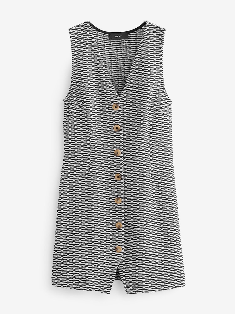 Black and White Mono Print Waistcoat Mini Dress - Image 5 of 6