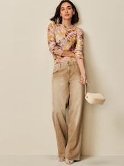 Yellow Tie Dye Long Sleeve Mesh Top - Image 2 of 6
