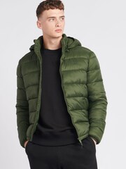 Jack Wills Mens Green Kershaw Hooded Puffer Jacket - Image 1 of 11