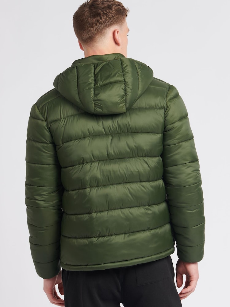 Jack Wills Mens Green Kershaw Hooded Puffer Jacket - Image 2 of 11