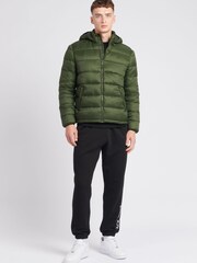 Jack Wills Mens Green Kershaw Hooded Puffer Jacket - Image 3 of 11