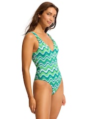 Seafolly Neue Wave V-Neck Swimsuit - Image 1 of 3