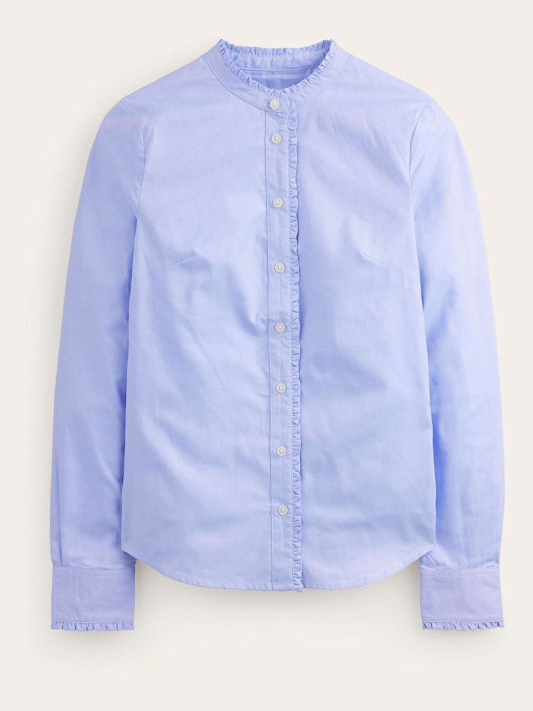 Boden Sky Blue Ruffled 100% Cotton Poplin Shirt - Image 5 of 5