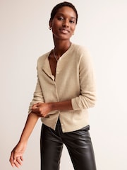 Boden Natural Eva Cashmere Crew Cardigan - Image 1 of 6
