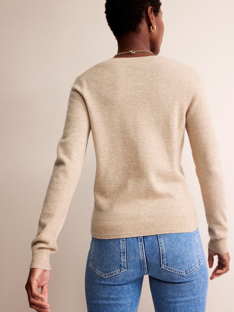 Boden Natural Eva Cashmere V-Neck Jumper - Image 2 of 6