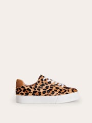 Boden Brown Leather Flatform Trainers - Image 1 of 3