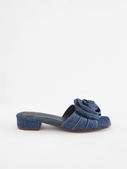 Denim Dark Blue Forever Comfort ® Corsage Flower Mules - Image 6 of 10