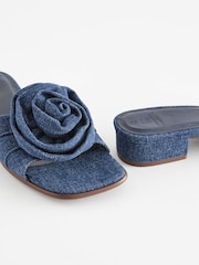 Denim Dark Blue Forever Comfort ® Corsage Flower Mules - Image 7 of 10