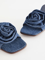 Denim Dark Blue Forever Comfort ® Corsage Flower Mules - Image 8 of 10