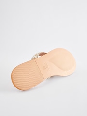 Cream Standard/Wide Fit Forever Comfort® Leather Embellished Toe Thong Sandals - Image 4 of 6