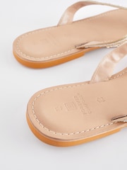 Cream Standard/Wide Fit Forever Comfort® Leather Embellished Toe Thong Sandals - Image 6 of 6