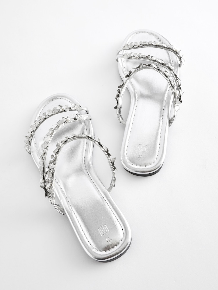 Silver Butterfly Strappy Mules - Image 7 of 7