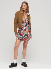 Superdry Brown Cropped Sherpa Lined Cord Jacket - Image 3 of 3