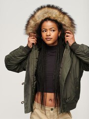 Superdry Green Hooded Military MA1 Bomber Jacket - Image 3 of 6