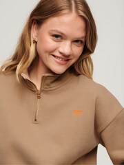 Superdry Brown Vintage Logo Embroidered Half Zip Sweatshirt - Image 3 of 5