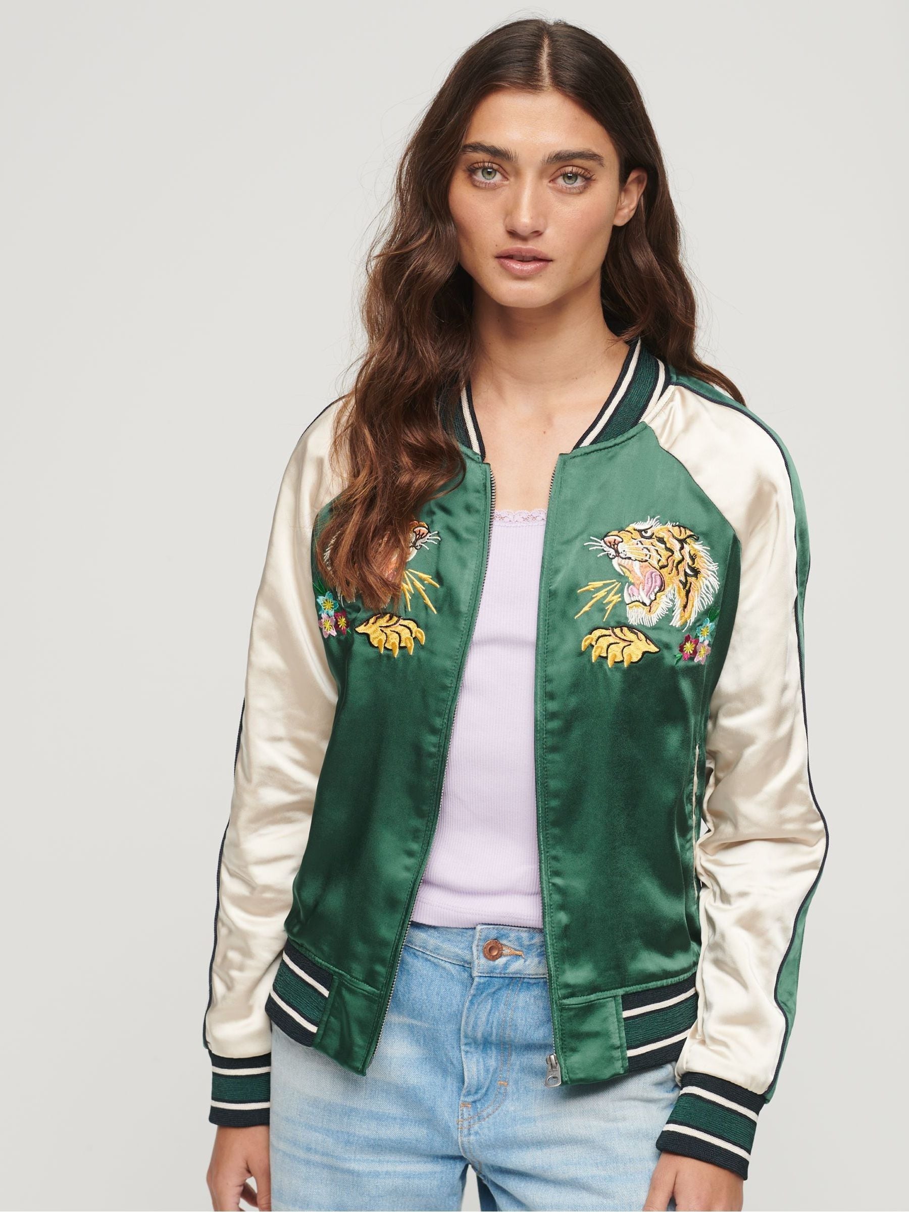 Buy Superdry Green Sukajan Embroidered Bomber Jacket from Next Luxembourg