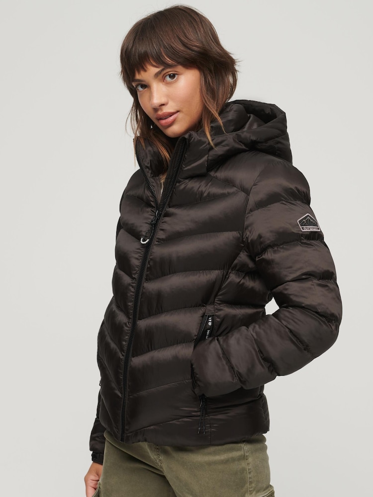 Superdry Brown Hooded Fuji Padded Jacket - Image 1 of 5
