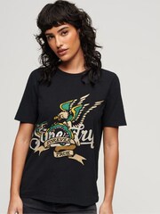 Superdry Black Tattoo Script Graphic T-Shirt - Image 1 of 6