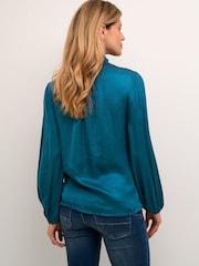 Cream Blue Anamona High Neck Blouse - Image 2 of 6