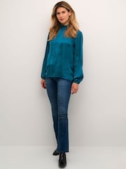 Cream Blue Anamona High Neck Blouse - Image 3 of 6