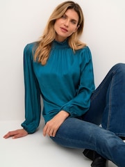 Cream Blue Anamona High Neck Blouse - Image 4 of 6