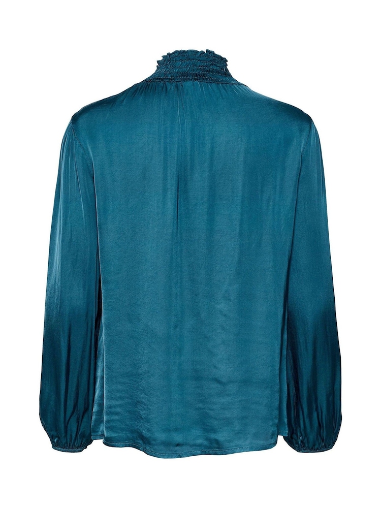 Cream Blue Anamona High Neck Blouse - Image 6 of 6