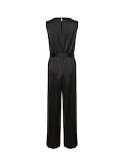 Cream Cocamia Sleeveless Sateen Black Jumpsuit - Image 6 of 6