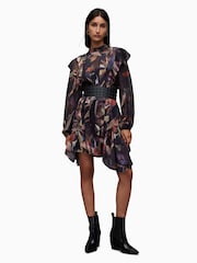 AllSaints Brown Fleur Long Sleeve Tippi Dress - Image 5 of 8